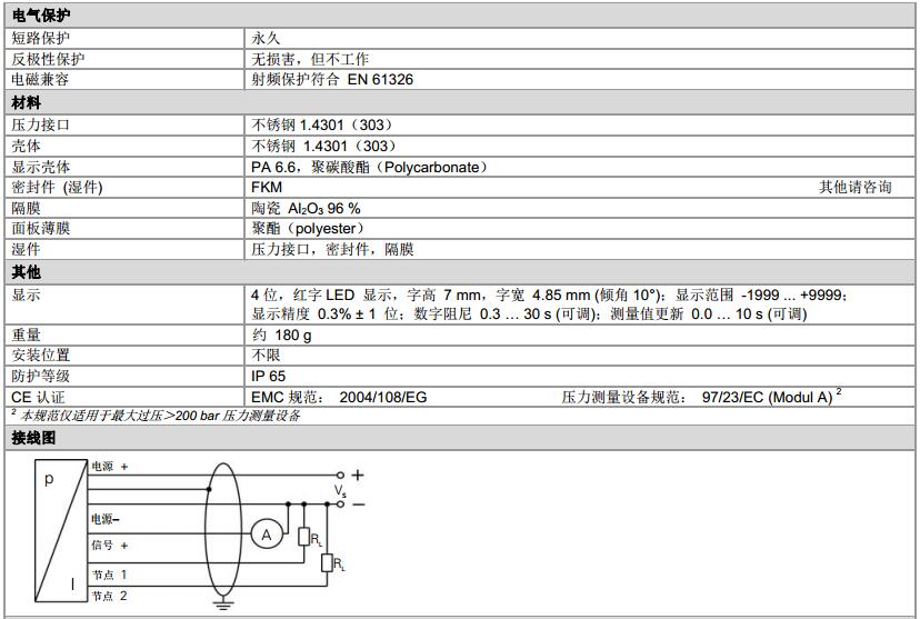 壓力開關DS230系列參數(shù)